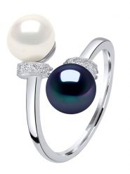 Mitzuko Srebrny pierścionek z perłami rozmiar: onesize. Szare pierścionki Mitzuko, z cyrkonią, srebrne. Za 260.99 zł.