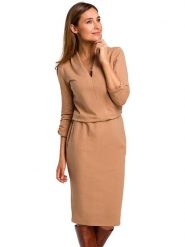 Stylove Sukienka w kolorze jasnobrązowym rozmiar: XL. Brązowe sukienki Stylove, xl, bez wzorów, z bawełny, bez kołnierzyka, bez ramiączek, midi. Za 207.39 zł.