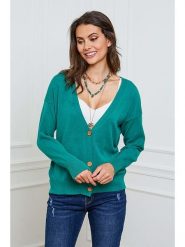 So Cachemire Kardigan "Gino" w kolorze zielonym rozmiar: S. Zielone swetry So Cachemire, s, bez wzorów, z kaszmiru, bez ramiączek. Za 187.99 zł.