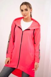 Bluza z suwakiem z tyłu różowy neon. Czerwone bluzy KESI, l, bez wzorów, z bawełny, bez ramiączek, z kapturem. Za 198.65 zł.