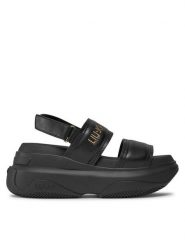 Liu Jo Sandały June Sandal 09 BA4029 EX014 Czarny. Czarne sandały Liu Jo, bez wzorów, ze skóry, bez obcasa, na koturnie, bez zapięcia. Za 1,209.00 zł.