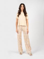 Patrizia Pepe T-shirt | 8M1501/J062 | Kobieta | Beżowy. Brązowe t-shirty Patrizia Pepe, m, bez wzorów, z elastanu, bez kołnierzyka, bez ramiączek. W wyprzedaży za 259.00 zł.