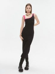 Versace Jeans Couture Sukienka codzienna 75HAO976 Czarny Slim Fit. Czarne sukienki Versace Jeans Couture, na co dzień, bez wzorów, z bawełny, bez kołnierzyka, bez ramiączek, proste. Za 689.99 zł.