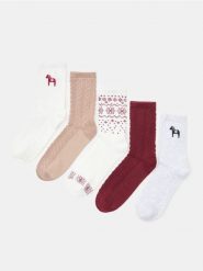 Wysokie skarpety z motywem świątecznym 5 pack - wielobarwny. Skarpetki Sinsay, bez wzorów. Za 17.99 zł.