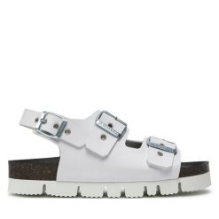 Sandały Dr. Brinkmann. Białe sandały Dr. Brinkmann, bez wzorów, bez obcasa, na płaskiej podeszwie, bez zapięcia. Za 369.99 zł.