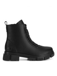 Rieker Botki Y7150-00 Czarny. Czarne botki Rieker, bez wzorów, bez obcasa, na płaskiej podeszwie, bez zapięcia. Za 319.00 zł.