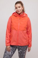 Damskie Kurtka Softshell pikowane wstawki dwukierunkowy suwak. Brązowe kurtki przejściowe sportowe Ulla Popken, plus size, bez wzorów, z elastanu, z kapturem. Za 639.99 zł.