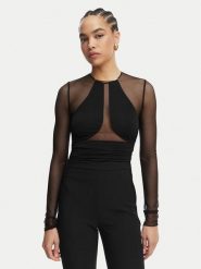 Elisabetta Franchi Body BO-030-62E2-V300 Czarny Slim Fit. Czarne body i gorsety Elisabetta Franchi, bez wzorów, z syntetyku, bez ramiączek. Za 1,279.00 zł.