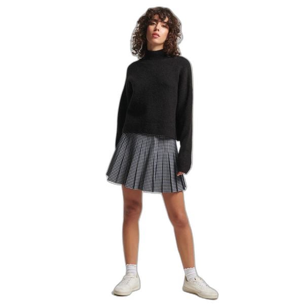 Damski sweter z szyją Superdry Vintage Essential. Czarne swetry Superdry, na zimę, bez wzorów, vintage, bez ramiączek. Za 297.50 zł.