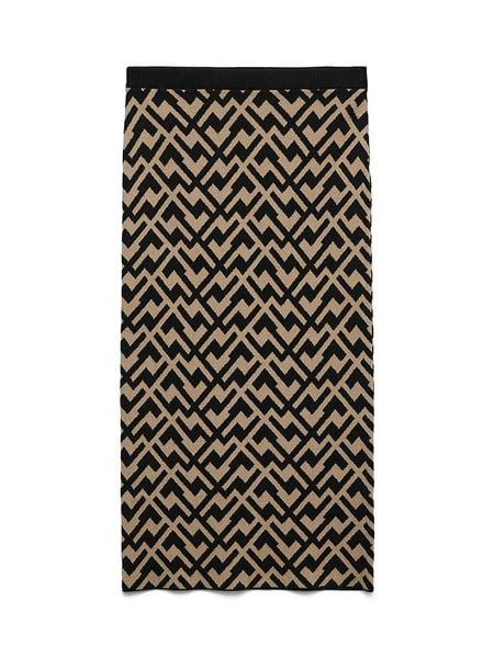 Vero Moda Spódnica dzianinowa w kolorze beżowo-czarnym rozmiar: M. Brązowe spódnice Vero Moda, m, bez wzorów, z dzianiny, midi. Za 96.14 zł.