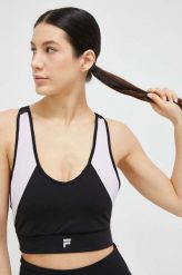 Fila biustonosz sportowy Revere kolor czarny wzorzysty. Czarne biustonosze sportowe Fila, bez wzorów, ze skóry, na jogę i pilates. Za 169.99 zł.