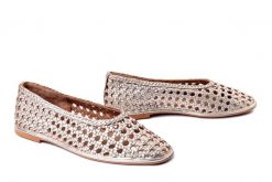 GIOSEPPO 78242 Embeya platinum, baleriny damskie. Żółte baleriny Gioseppo, w ażurowe wzory, ze skóry, bez obcasa, bez zapięcia. Za 449.90 zł.