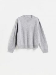 Wełniany sweter - jasnoszary. Szare swetry Reserved, l, bez wzorów, z wełny, bez ramiączek. Za 259.99 zł.
