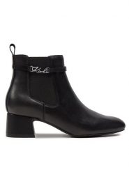 KARL LAGERFELD Botki Bonnie KL30344 Czarny. Czarne botki KARL LAGERFELD, bez wzorów, ze skóry, bez obcasa, na słupku, bez zapięcia. Za 649.99 zł.