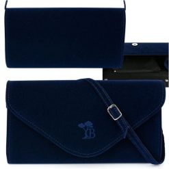 Granatowa Damska Torebka Kopertówka Mała Beltimore W19. Torebki klasyczne z aplikacjami, z materiału, eleganckie, na ramię, małe, zdobione, bez dodatków. Za 89.99 zł.