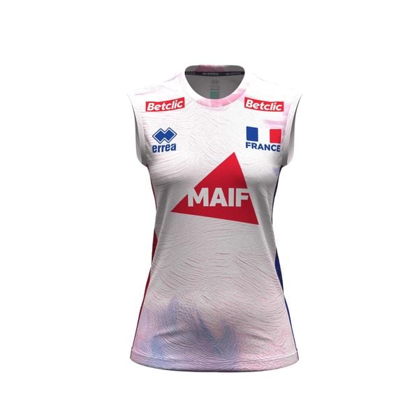 Kurtka wyjazdowa damska Francja 2026/27. Białe kurtki ERREA, l, bez wzorów, z jersey, eleganckie, bez kaptura. Za 308.50 zł.