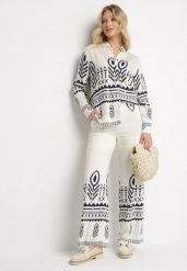 Beżowy Komplet z Wiskozą Koszula i Spodnie w Etniczny Wzór Ellivona. Brązowe koszule Born2be, m, z aplikacjami, z wiskozy, eleganckie, bez kołnierzyka, bez ramiączek. W wyprzedaży za 152.99 zł.