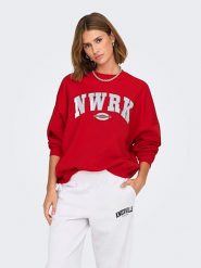 ONLY Bluza w kolorze czerwonym rozmiar: XS. Czerwone bluzy ONLY, xs, bez wzorów, z bawełny, bez kaptura. Za 74.99 zł.