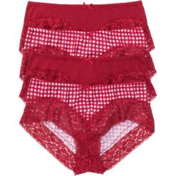 Figi "panty" z koronką (4 pary) bonprix ciemnoczerwono-biały. Bokserki damskie marki bonprix. Za 39.96 zł.