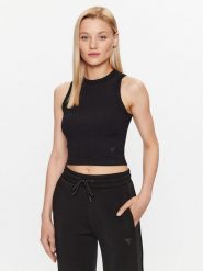 Guess Top Edie V3GP19 K8RT2 Czarny Slim Fit. Czarne topy Guess, xl, z aplikacjami, z wiskozy, bez kołnierzyka, bez ramiączek. Za 128.16 zł.