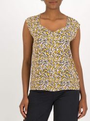 Blutsgeschwister Top "Lighthearted Diamond" w kolorze żółto-brązowo-jasnoróżowym rozmiar: XS. Brązowe topy Blutsgeschwister, s, bez wzorów, z wiskozy, klasyczne, bez kołnierzyka, bez ramiączek. Za 78.84 zł.