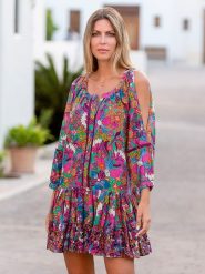 Isla Bonita by SIGRIS Sukienka ze wzorem rozmiar: S. Sukienki Isla Bonita by SIGRIS, s, bez wzorów, z bawełny, bez kołnierzyka, bez ramiączek, mini, rozkloszowane. Za 95.46 zł.