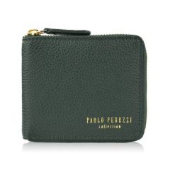 Portfel damski skórzany mały ciemnozielony w orientacji poziomej z RFID Paolo Peruzzi KV-04-DGR. Zielone portfele PAOLO PERUZZI, bez wzorów, ze skóry. Za 79.00 zł.