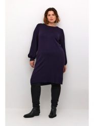 KAFFE curve Sukienka dzianinowa w kolorze ciemnofioletowym rozmiar: M. Różowe sukienki KAFFE curve, na co dzień, m, bez wzorów, z dzianiny, bez kołnierzyka, bez ramiączek, midi, proste. Za 113.99 zł.