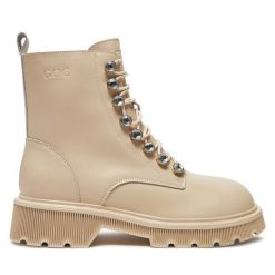 Botki GOE. Brązowe botki GOE, bez wzorów, bez obcasa, na płaskiej podeszwie, bez zapięcia. Za 469.99 zł.