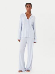Guess Piżama O4BX07 KCIN2 Błękitny Regular Fit. Niebieskie piżamy Guess, xs, z aplikacjami, bez kołnierzyka, bez ramiączek. Za 439.99 zł.