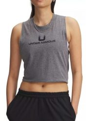 Under Armour Top funkcyjny w kolorze szarym rozmiar: XS. Szare topy Under Armour, xs, bez wzorów, z materiału, bez kołnierzyka, bez ramiączek. Za 78.28 zł.