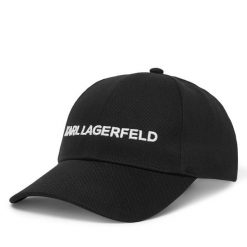 Czapka z daszkiem KARL LAGERFELD. Czarne czapki z daszkiem KARL LAGERFELD, bez wzorów. Za 299.99 zł.