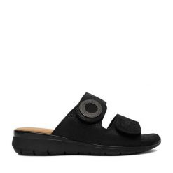 Klapki Go Soft. Czarne klapki GO SOFT, bez wzorów, bez obcasa, bez zapięcia. Za 169.99 zł.