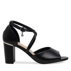 Sandały Lasocki. Czarne sandały Lasocki, bez wzorów, bez obcasa, na słupku, bez zapięcia. Za 159.99 zł.