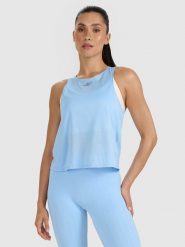 4F Top treningowy szybkoschnący damski - niebieski XS. Niebieskie topy sportowe 4f, xs, bez wzorów, z materiału, na fitness i siłownię. W wyprzedaży za 79.99 zł.
