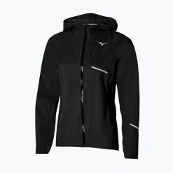 Kurtka do biegania damska Mizuno Waterproof 20K ER. Czarne kurtki do biegania Mizuno, bez wzorów, bez kaptura, do biegania. Za 459.99 zł.