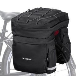 Torba rowerowa na bagażnik Wozinsky wodoodporna 60 L. Czarne torby podróżne Wozinsky, bez wzorów, z materiału. Za 129.00 zł.