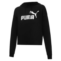 Damska krótka bluza Essentials z kapturem i logo PUMA Black. Czarne bluzy Puma, na zimę, l, bez wzorów, prążkowane, eleganckie, bez ramiączek, z kapturem. Za 169.99 zł.