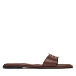 Klapki Calvin Klein. Brązowe klapki Calvin Klein, bez wzorów, bez obcasa, bez zapięcia. Za 389.99 zł.