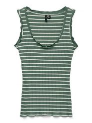 Vero Moda Top w kolorze zielono-białym rozmiar: XS. Zielone topy Vero Moda, xs, bez wzorów, prążkowane, bez kołnierzyka, bez ramiączek. Za 58.00 zł.