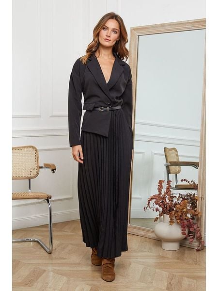 Joséfine Sukienka "Jaune" w kolorze czarnym rozmiar: M. Czarne sukienki Joséfine, na co dzień, m, bez wzorów, ze skóry, bez kołnierzyka, bez ramiączek, maxi, proste. Za 187.52 zł.