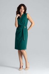 Zielona Kopertowa Sukienka z Paskiem. Zielone sukienki Katrus, xl, bez wzorów, z materiału, bez kołnierzyka, bez ramiączek, kopertowe. Za 289.00 zł.