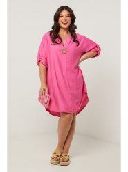 Curvy Lady Sukienka w kolorze różowym rozmiar: 40/42. Różowe sukienki Curvy Lady, bez wzorów, klasyczne, bez kołnierzyka, bez ramiączek, midi. Za 158.84 zł.