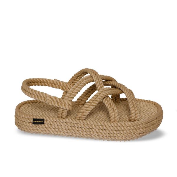 Sandały damskie na platformie Bodrum. Brązowe sandały Aulp, bez wzorów, z kauczuku, casualowe, bez obcasa, na platformie, bez zapięcia. Za 169.99 zł.