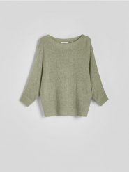 Sweter kimono - jasnozielony. Zielone swetry Reserved, l, bez wzorów, z dzianiny, bez ramiączek. Za 89.99 zł.