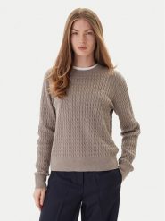 Tommy Hilfiger Sweter Fine WW0WW44993 Beżowy Regular Fit. Brązowe swetry Tommy Hilfiger, m, bez wzorów, z bawełny, bez ramiączek. Za 559.99 zł.