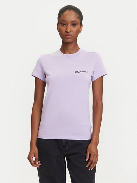 Karl Lagerfeld Jeans T-Shirt A1W17004 Fioletowy Slim Fit. Fioletowe t-shirty Karl Lagerfeld Jeans, xs, bez wzorów, z bawełny, bez kołnierzyka, bez ramiączek. Za 159.99 zł.