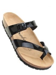 Sunbay Japonki "Tulipe" w kolorze czarnym rozmiar: 41. Czarne japonki Sunbay, na zimę, bez wzorów, ze skóry, z otwartym noskiem, bez obcasa, bez zapięcia. Za 114.44 zł.