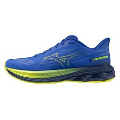 Buty do biegania Mizuno Wave Skyrise 7. Niebieskie buty do biegania Mizuno, bez wzorów, z materiału, bez zapięcia, do biegania, mizuno wave. Za 579.99 zł.