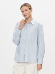Tommy Hilfiger Koszula Essential WW0WW41410 Błękitny Regular Fit. Niebieskie koszule Tommy Hilfiger, bez wzorów, z bawełny, bez kołnierzyka, bez ramiączek. Za 319.99 zł.
